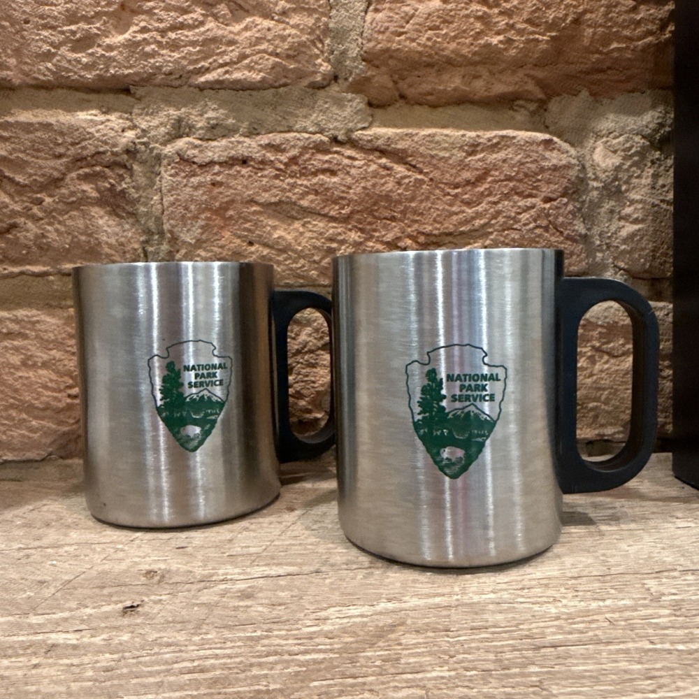 SET OF 2 National Park Aluminum Double‎ Wall Travel Hiking Coffee Mugs Cups